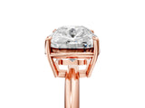 Rose gold Old Mine Elongated Cushion Diamond East-West Bezel Set Four Claw Solitaire Ring_22