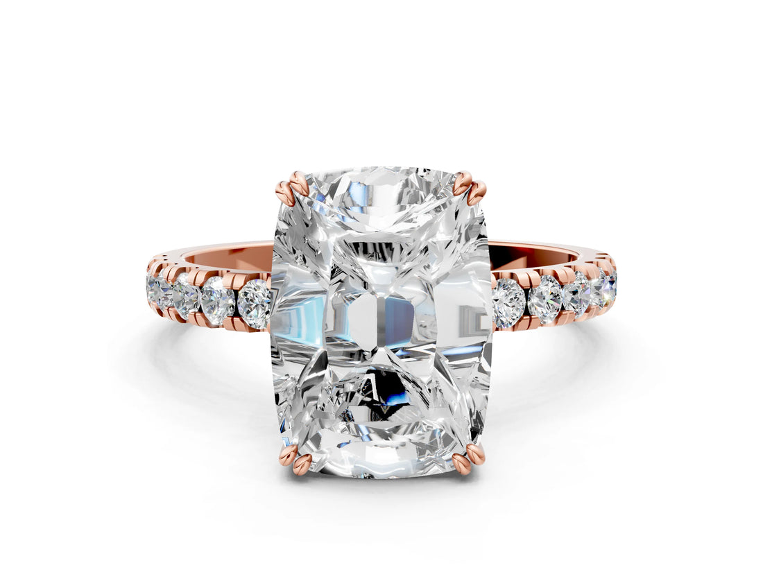Rose gold Old Mine Elongated Cushion Diamond Pave Band Ring_35