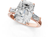 Rose gold Old Mine Elongated Cushion Diamond with Side Tapered Baguette Three Stone Ring_35