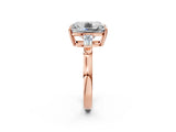 Rose gold Old Mine Elongated Cushion Diamond with Side Tapered Baguette Three Stone Ring_36