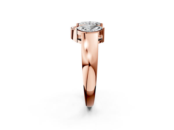 Rose gold Marquise Diamond Open Band Ring with Tension Setting