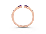 Rose gold Open Marquise Cluster Amethyst Band with Prong Setting_9