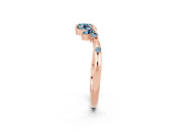 Rose gold Open Marquise Cluster Aquamarine Band with Prong Setting_8