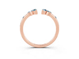 Rose gold Open Marquise Cluster Aquamarine Band with Prong Setting_9