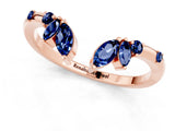 Rose gold Open Marquise Cluster Blue Sapphire Band with Prong Setting_7