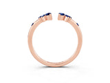 Rose gold Open Marquise Cluster Blue Sapphire Band with Prong Setting_9