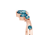 Rose gold Open Marquise Cluster Blue Topaz Band with Prong Setting_11