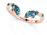 Rose gold Open Marquise Cluster Blue Topaz Band with Prong Setting_7