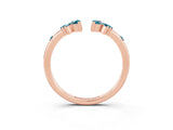 Rose gold Open Marquise Cluster Blue Topaz Band with Prong Setting_9