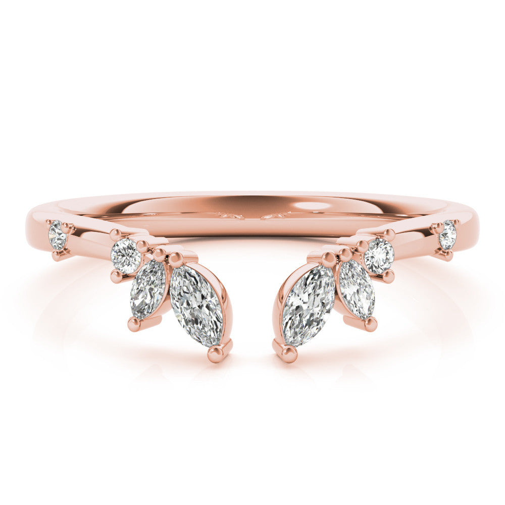 Rose gold Open Marquise Cluster Diamond Band with Prong Setting 1