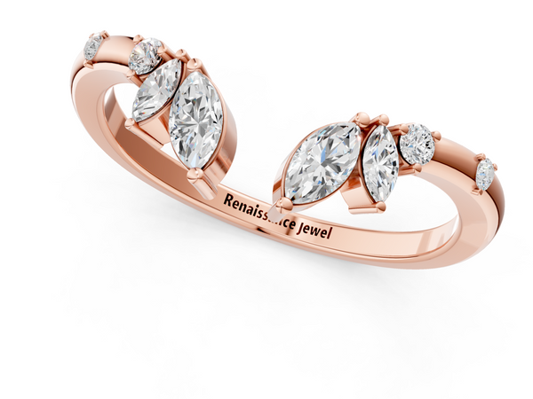 Rose gold Open Marquise Cluster Diamond Band with Prong Setting