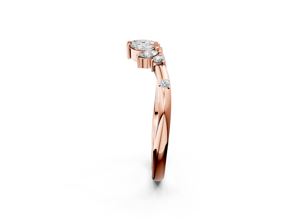 Rose gold Open Marquise Cluster Diamond Band with Prong Setting