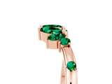 Rose gold Open Marquise Cluster Emerald Band with Prong Setting_11