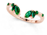 Rose gold Open Marquise Cluster Emerald Band with Prong Setting_7