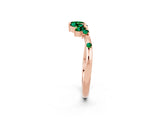 Rose gold Open Marquise Cluster Emerald Band with Prong Setting_8