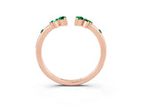 Rose gold Open Marquise Cluster Emerald Band with Prong Setting_9