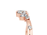 Rose gold Open Marquise Cluster Moissanite Band with Prong Setting_11