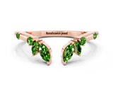 Rose gold Open Marquise Cluster Peridot Band with Prong Setting_6