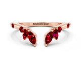 Rose gold Open Marquise Cluster Ruby Band with Prong Setting_6
