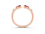 Rose gold Open Marquise Cluster Ruby Band with Prong Setting_9