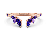 Rose gold Open Marquise Cluster Tanzanite Band with Prong Setting_6