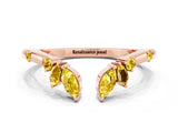 Rose gold Open Marquise Cluster Yellow Sapphire Band with Prong Setting_18
