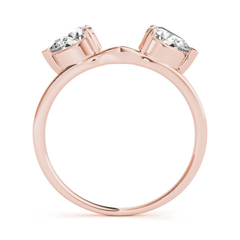 Rose gold Open Pear-Cut Diamond Bypass Ring with Prong Setting 1