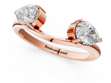 Rose gold Open Pear-Cut Diamond Bypass Ring with Prong Setting_5