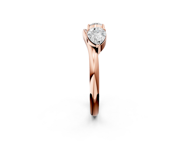 Rose gold Two-Stone Pear Diamond Bypass Ring with Prong Setting