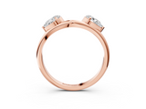 Rose gold Open Pear-Cut Diamond Bypass Ring with Prong Setting_7
