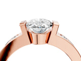Rose gold Oval Brilliant Channel-Set Diamond Ring with Bezel Prong Setting_10