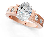 Rose gold Oval Brilliant Channel-Set Diamond Ring with Bezel Prong Setting_7