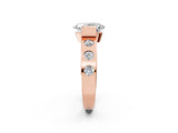 Rose gold Oval Brilliant Channel-Set Diamond Ring with Bezel Prong Setting_8
