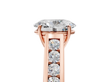 Rose gold Oval Brilliant Channel-Set Solitaire Ring with Four-Prong Setting_25