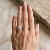 Rose gold Oval Brilliant Cut Diamond Engagement Ring with Pavé Band and Four-Prong Setting_12
