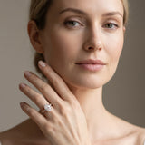 Rose gold Oval Brilliant Cut Diamond Engagement Ring with Pavé Band and Four-Prong Setting_13