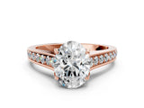 Rose gold Oval Brilliant Cut Diamond Engagement Ring with Pavé Band and Four-Prong Setting_58