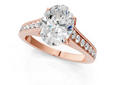 Rose gold Oval Brilliant Cut Diamond Engagement Ring with Pavé Band and Four-Prong Setting_59
