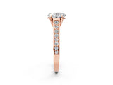 Rose gold Oval Brilliant Cut Diamond Engagement Ring with Pavé Band and Four-Prong Setting_60