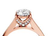 Rose gold Oval Brilliant Cut Diamond Engagement Ring with Pavé Band and Four-Prong Setting_62