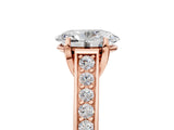 Rose gold Oval Brilliant Cut Diamond Engagement Ring with Pavé Band and Four-Prong Setting_63