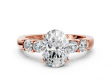 Rose gold Oval Brilliant Cut Diamond Five-Stone Prong Set Engagement Ring with Channel Band_23