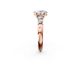 Rose gold Oval Brilliant Cut Diamond Five-Stone Prong Set Engagement Ring with Channel Band_25