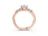 Rose gold Oval Brilliant Cut Diamond Five-Stone Prong Set Engagement Ring with Channel Band_26