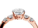Rose gold Oval Brilliant Cut Diamond Five-Stone Prong Set Engagement Ring with Channel Band_27