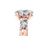 Rose gold Oval Brilliant Cut Diamond Five-Stone Prong Set Engagement Ring with Channel Band_28
