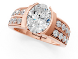 Rose gold Oval Brilliant Diamond Channel Set Wide Band Ring with Bezel Setting_21