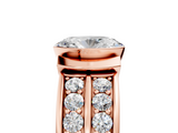 Rose gold Oval Brilliant Diamond Channel Set Wide Band Ring with Bezel Setting_25