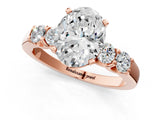 Rose gold Oval Brilliant Diamond Five-Stone Engagement Ring with Prong Setting on a Classic Band_16