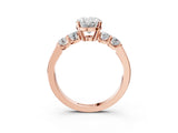 Rose gold Oval Brilliant Diamond Five-Stone Engagement Ring with Prong Setting on a Classic Band_18